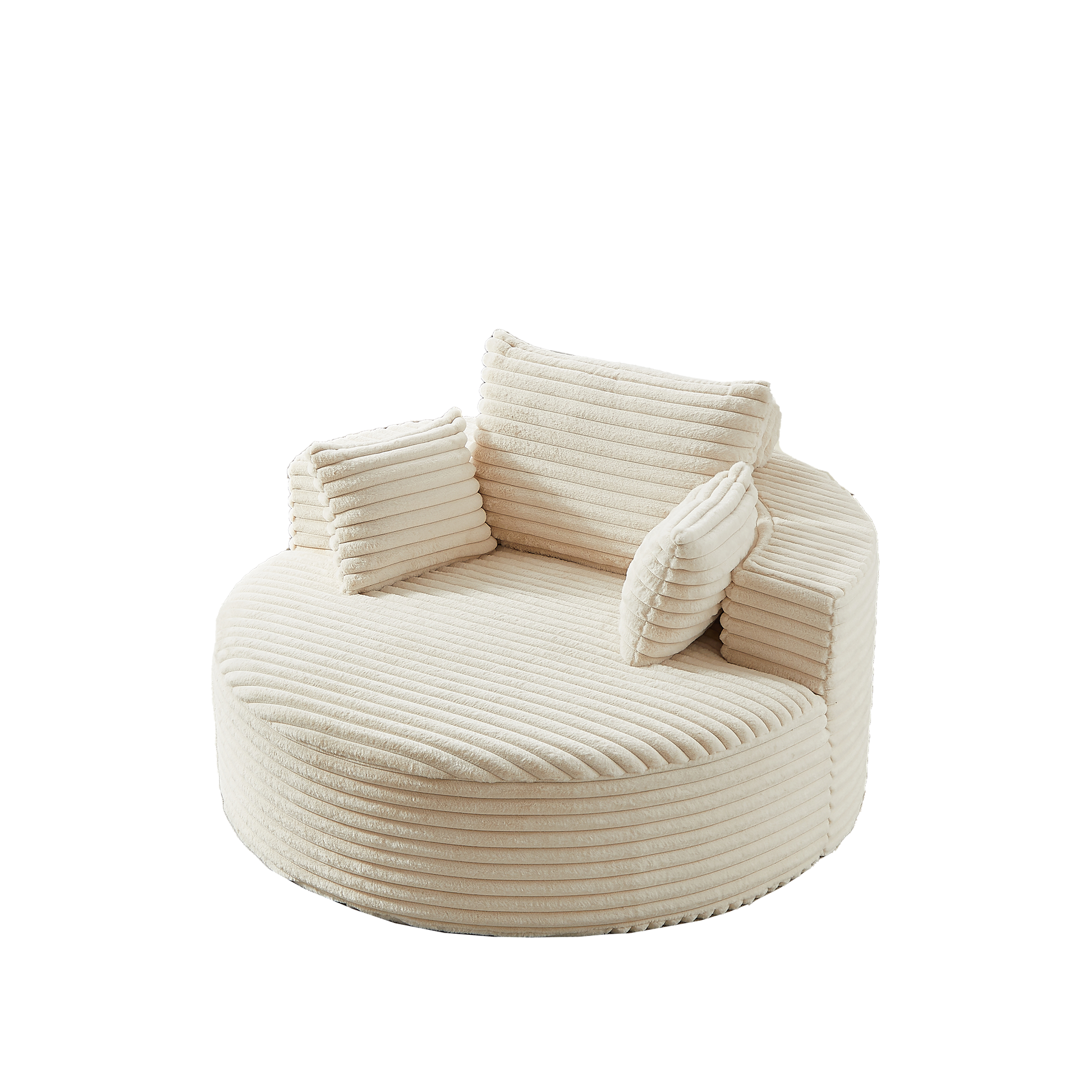 Beige Corduroy Sofa - 55" Single Seat, No Assembly for Living Room
