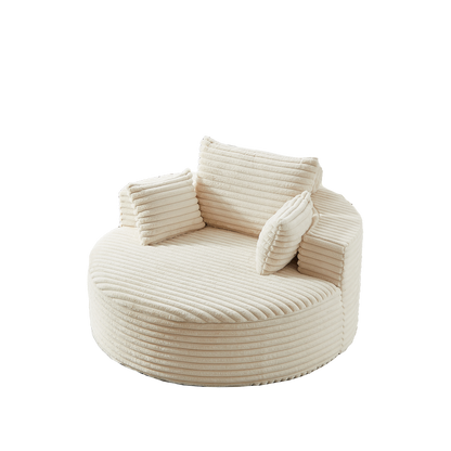 Beige Corduroy Sofa - 55" Single Seat, No Assembly for Living Room