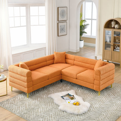 81.5-Inch Oversized Corner Sofa - Orange Teddy for Living Room