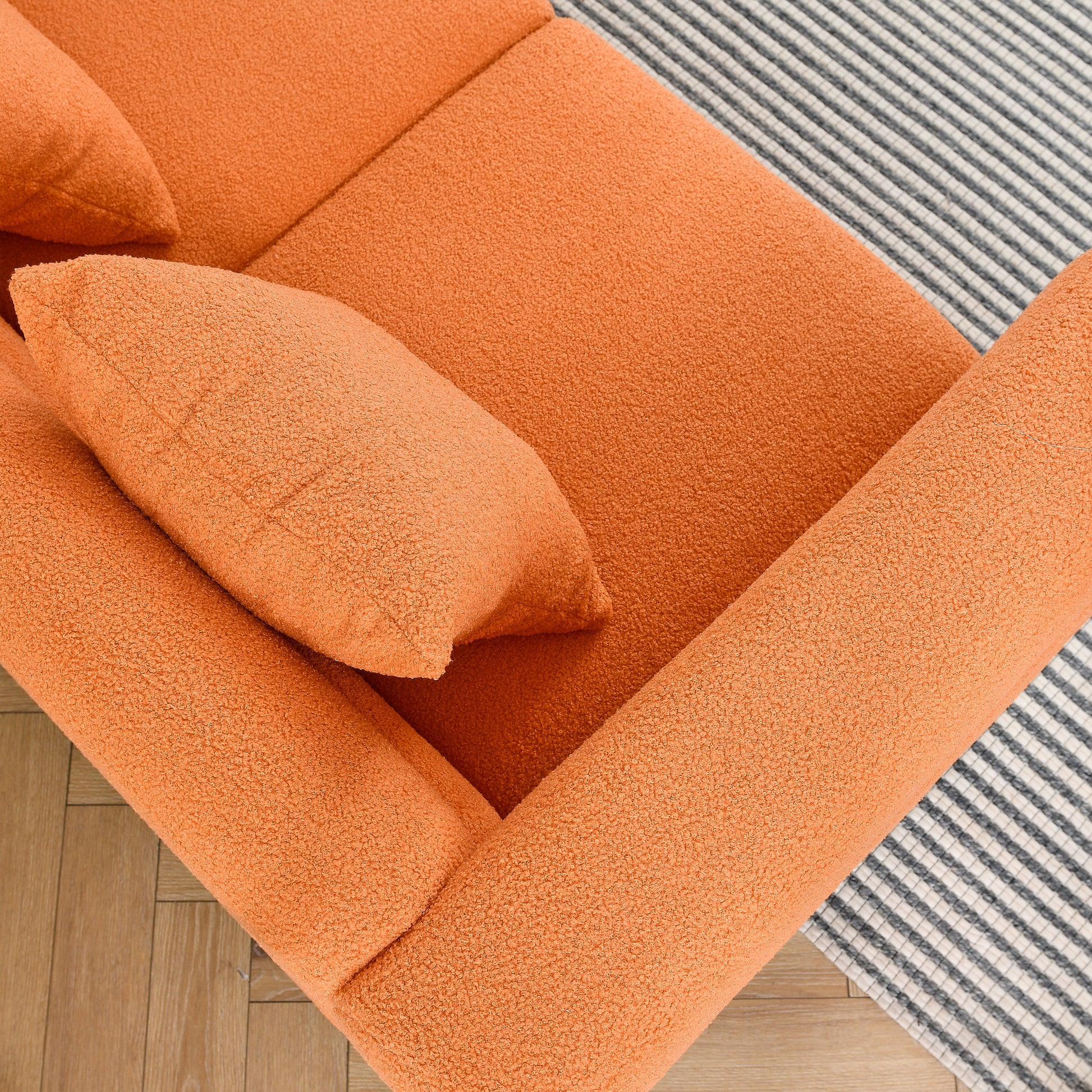 81.5-Inch Oversized Corner Sofa - Orange Teddy for Living Room