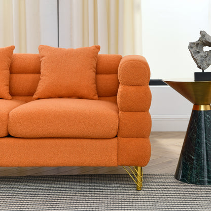 81.5-Inch Oversized Corner Sofa - Orange Teddy for Living Room