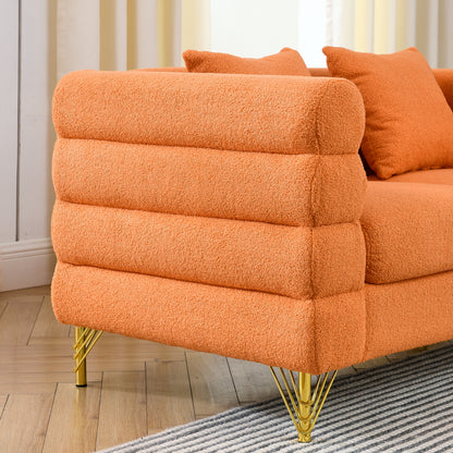 81.5-Inch Oversized Corner Sofa - Orange Teddy for Living Room