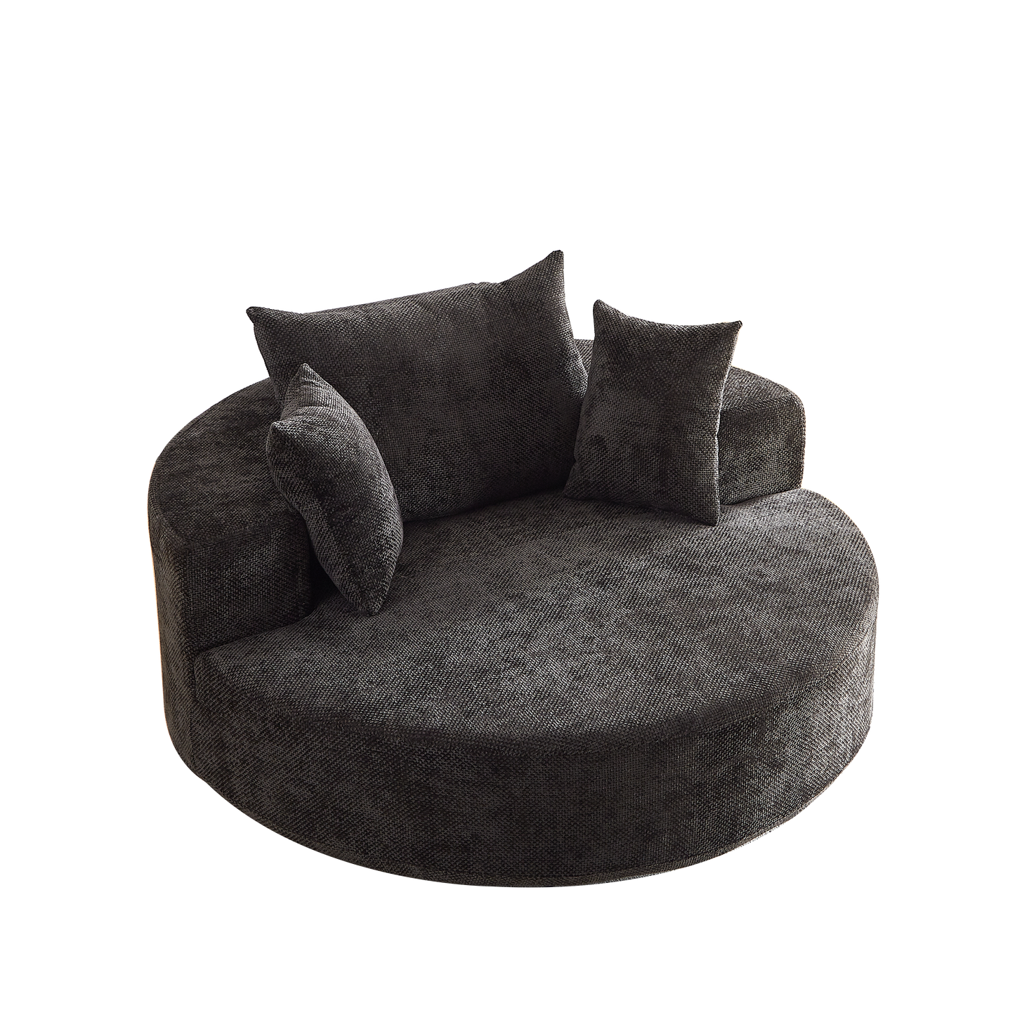 Black Chenille Foam Swivel Chair - 360 Degree Rotation