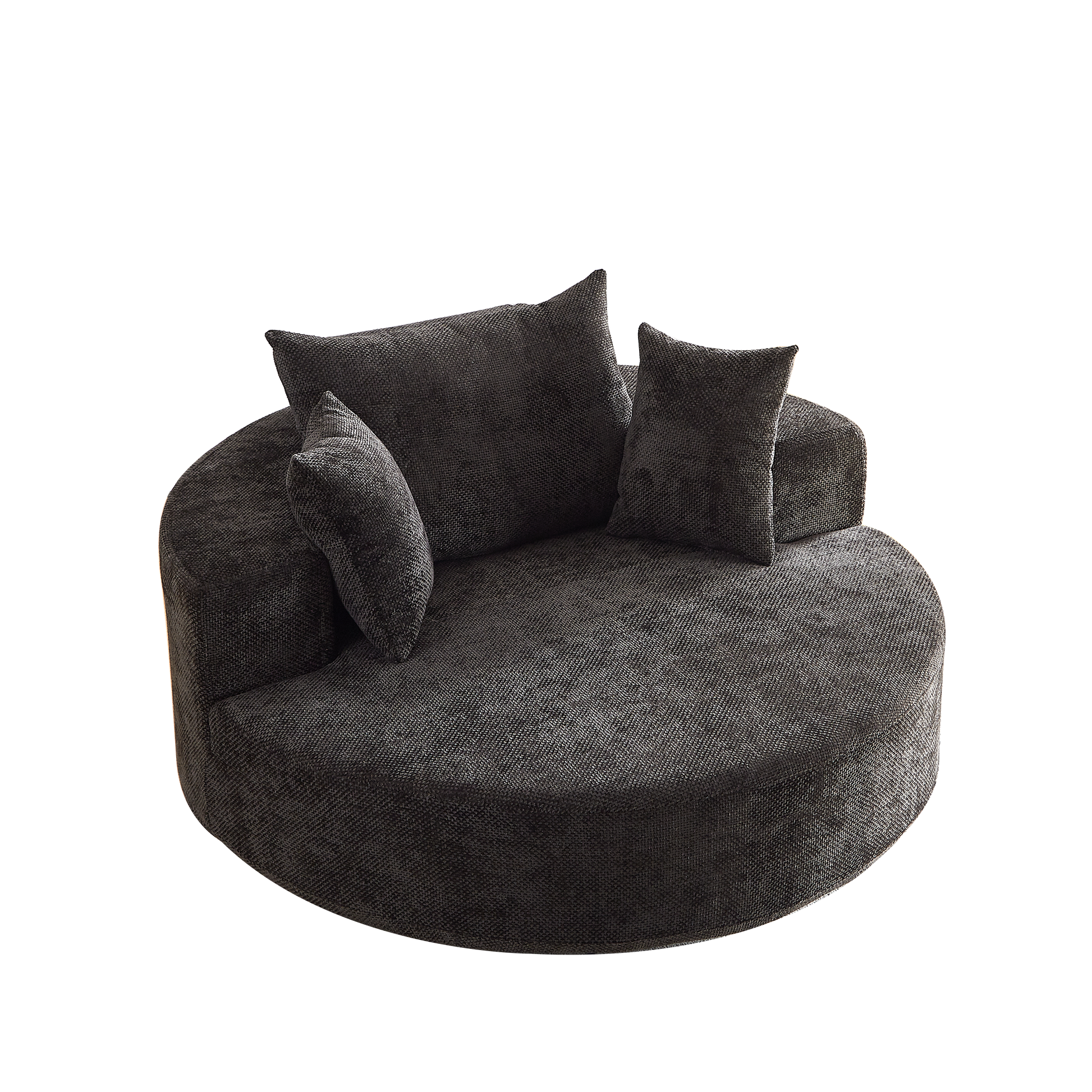 Black Chenille Foam Swivel Chair - 360 Degree Rotation