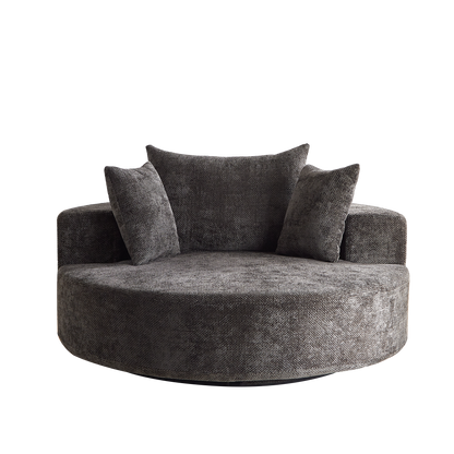 Black Chenille Foam Swivel Chair - 360 Degree Rotation