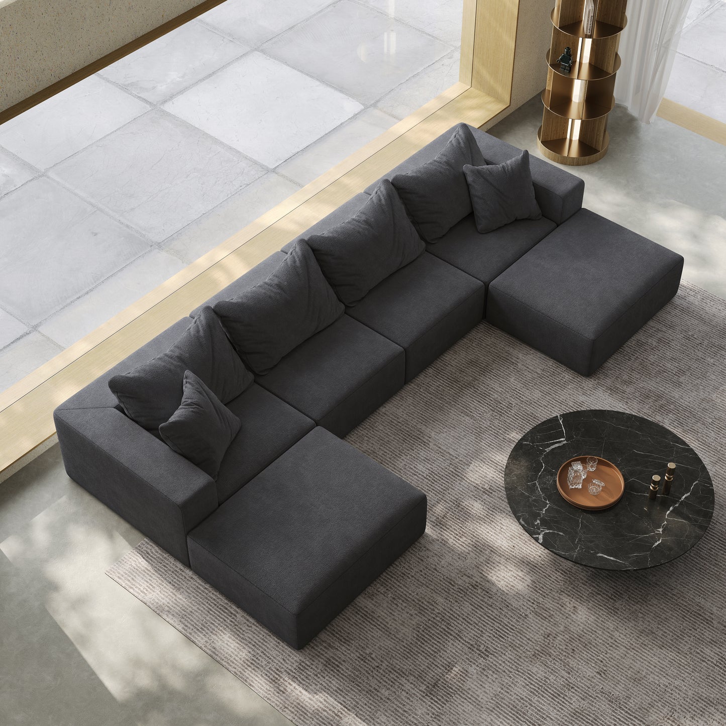 Oversized sponge cloud sofa,Modern Upholstered Sectional Sofa Couch Set,Modular 162" L Shaped Sectional Living Room Sofa Set With 6 Pillows,Free Combination Sofa Couch for Living Room,Bedroom