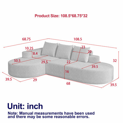 3 Seat Grey Chenille Sofa Couch - Modular Living Room Sofa