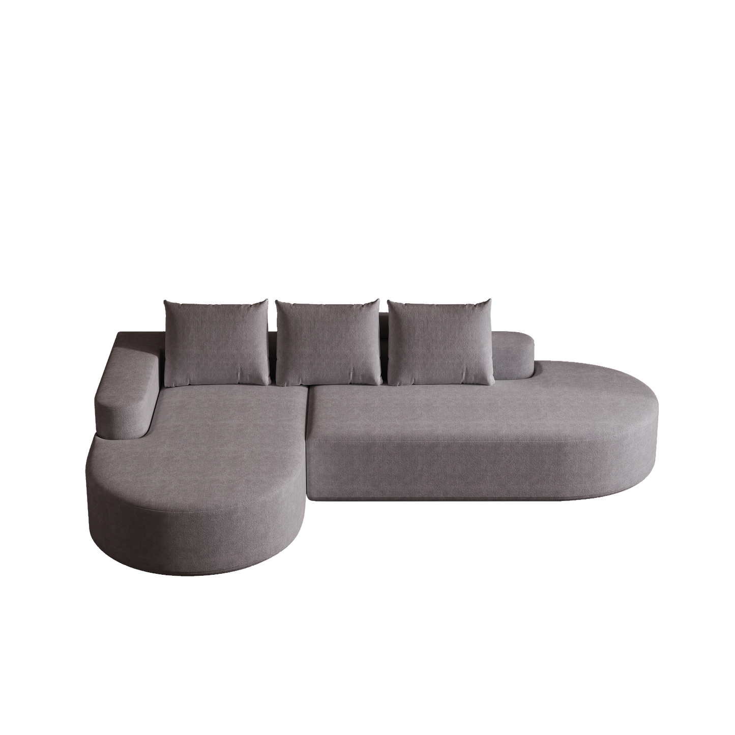 3 Seat Grey Chenille Sofa Couch - Modular Living Room Sofa