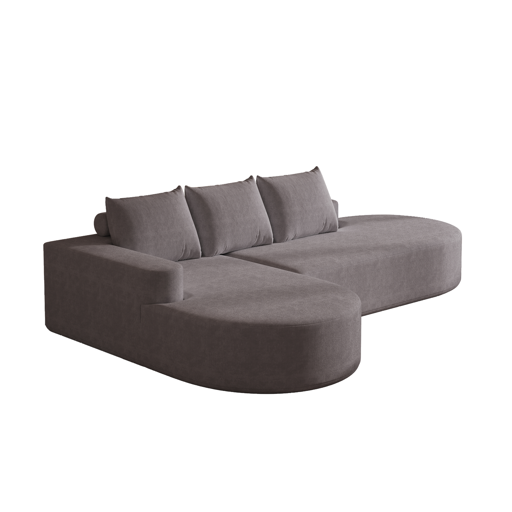3 Seat Grey Chenille Sofa Couch - Modular Living Room Sofa