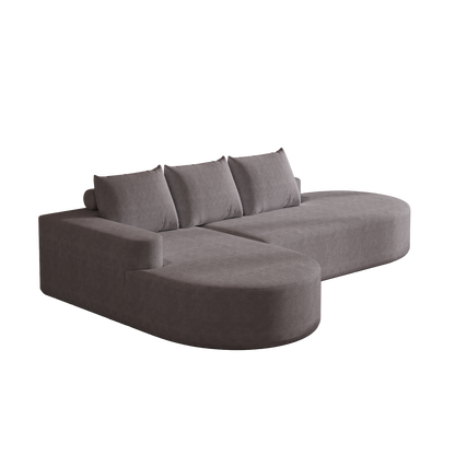 3 Seat Grey Chenille Sofa Couch - Modular Living Room Sofa