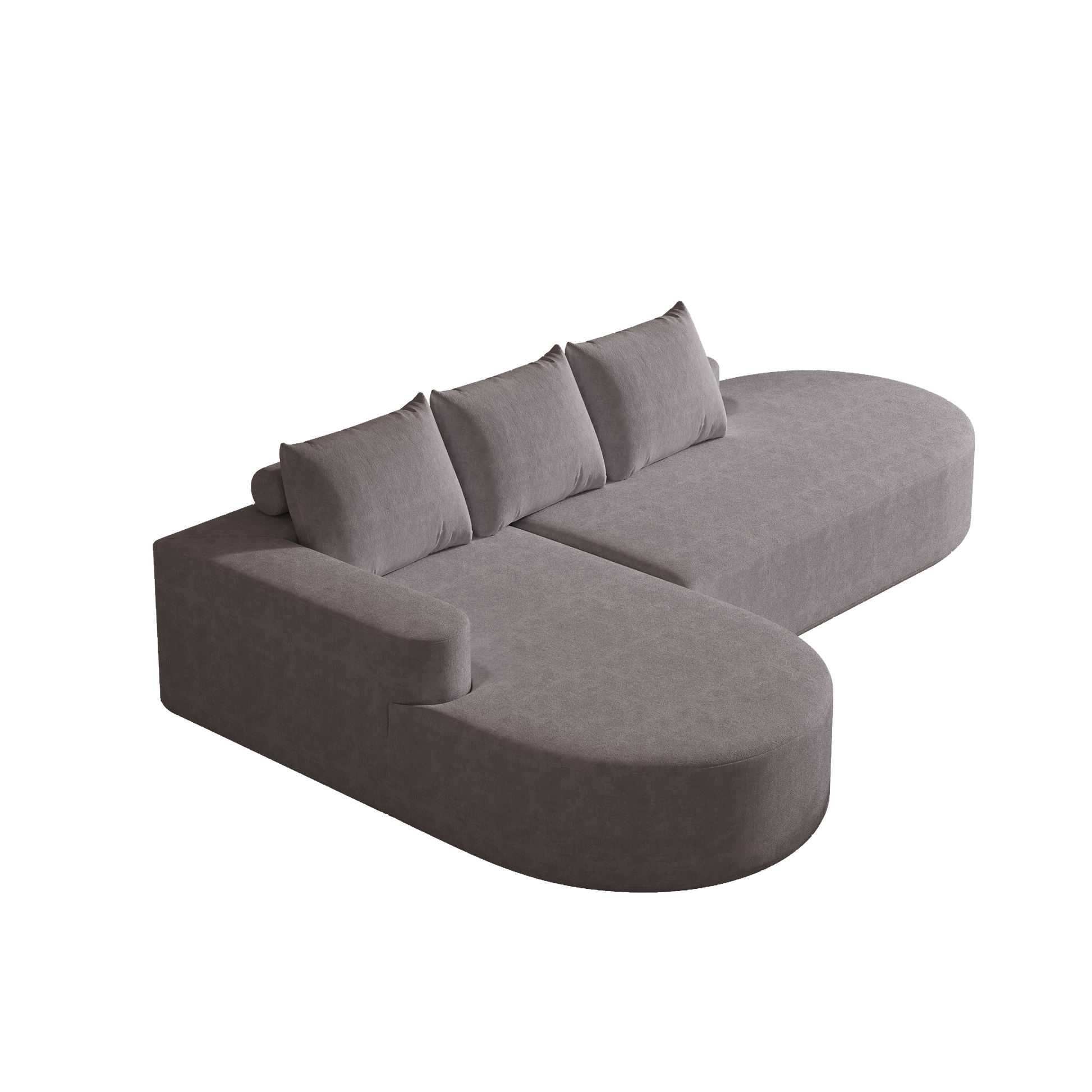 3 Seat Grey Chenille Sofa Couch - Modular Living Room Sofa
