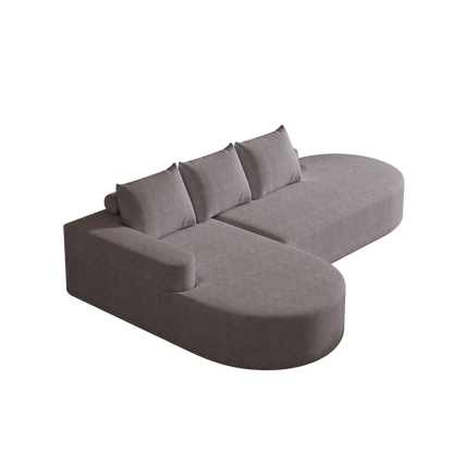 3 Seat Grey Chenille Sofa Couch - Modular Living Room Sofa