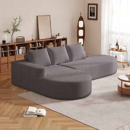 3 Seat Grey Chenille Sofa Couch - Modular Living Room Sofa