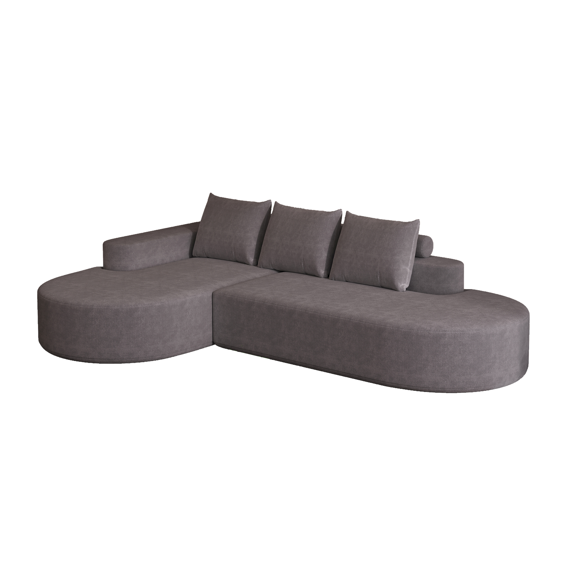 3 Seat Grey Chenille Sofa Couch - Modular Living Room Sofa