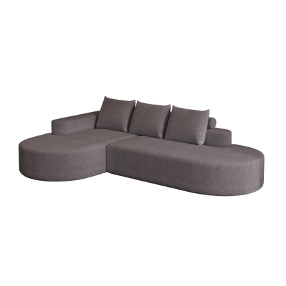 3 Seat Grey Chenille Sofa Couch - Modular Living Room Sofa