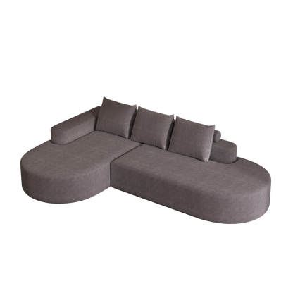 3 Seat Grey Chenille Sofa Couch - Modular Living Room Sofa