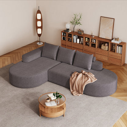 Modern Curved sofa ,Chenille Upholstered Sectional Sofa Couch Set,Modular 108.5" L Shaped Sectional Living Room Sofa Set With 3 Pillows,Free Combination Sofa Couch for Living Room,Bedroom