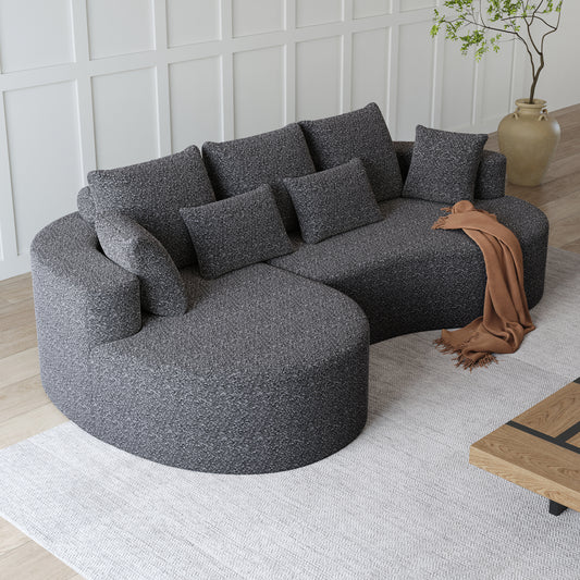 Modern Upholstered Oversized Sectional Sofa, 105-Inch Chenille 4-Seater Extra Deep & Wide Seat Curved Cloud Couch with 7 Pillows, Free Combination Sofa Couch for Living Room,Bedroom