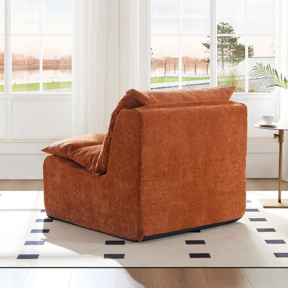 Orange Polyester Single Lounge Chair with Backrest for Living Room