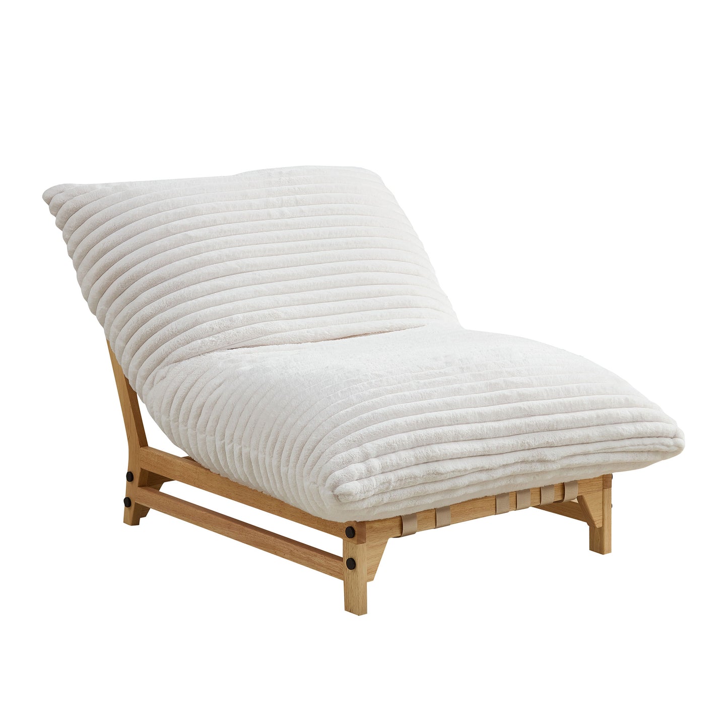 Accent  Armless Lazy Sofa, Casual Single Sofa, Corduroy Fabric, For Living Room And Bedroom , With Backrest, Single Seat, OFF-WHITE