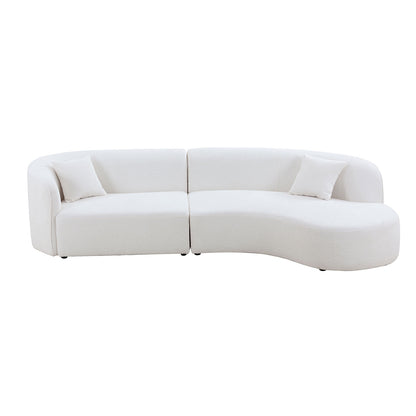 Luxury Modern Style Living Room Upholstery Curved Sofa with Chaise 2-Piece Set, Right Hand Facing Sectional,  Boucle Couch, White  (Same Sku:W876S00299)