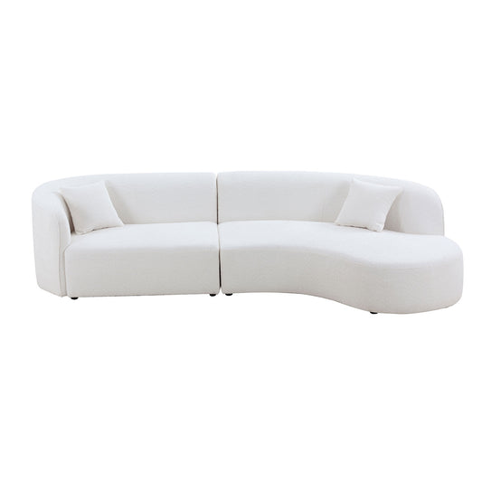 Luxury Modern Style Living Room Upholstery Curved Sofa with Chaise 2-Piece Set, Right Hand Facing Sectional,  Boucle Couch, White  (Same Sku:W876S00299)