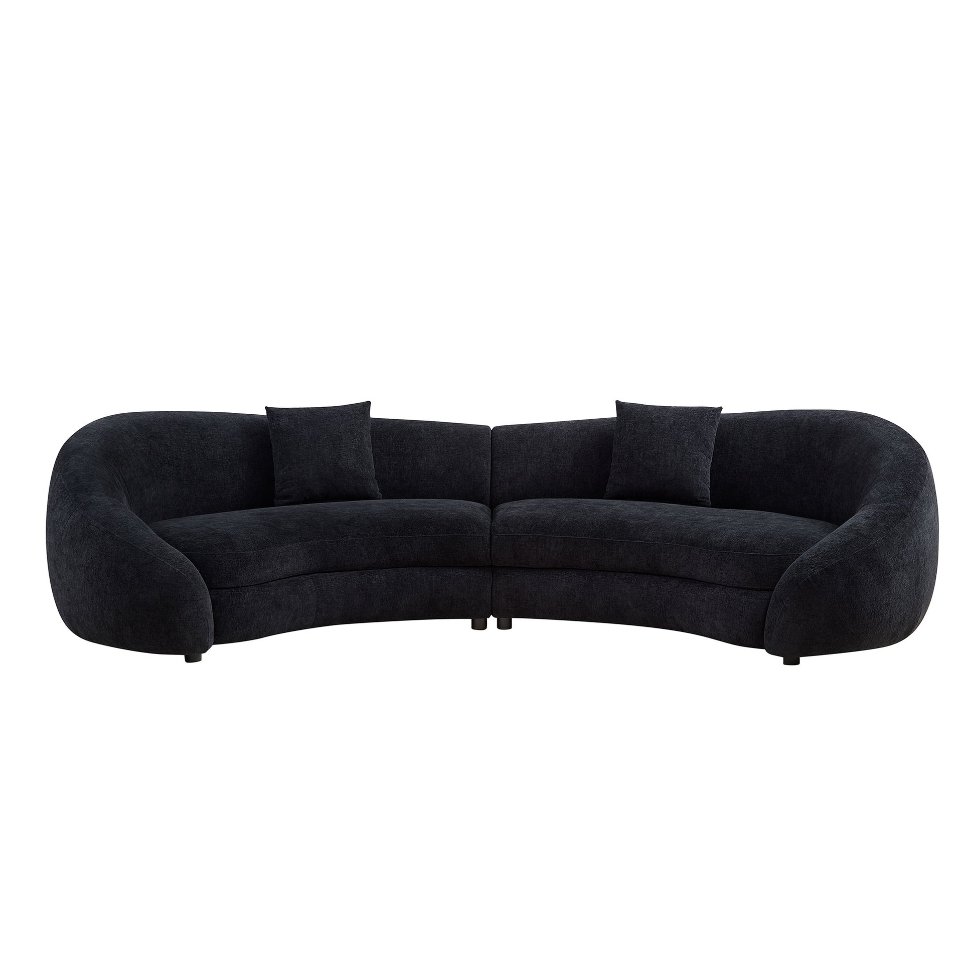 125.98" Modern Curved Sofa with Elegant Love Heart Design for Living Room BLACK