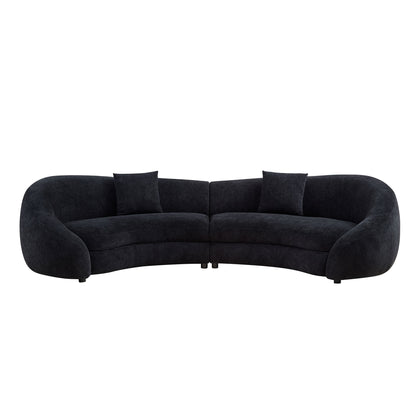 125.98" Modern Curved Sofa with Elegant Love Heart Design for Living Room BLACK
