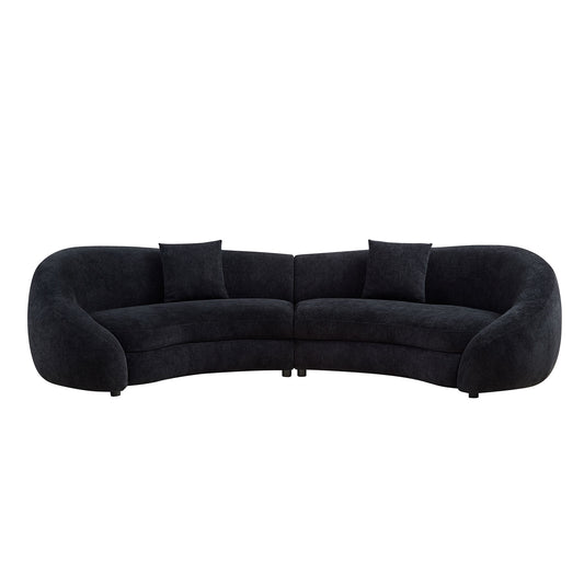 125.98" Modern Curved Sofa with Elegant Love Heart Design for Living Room BLACK
