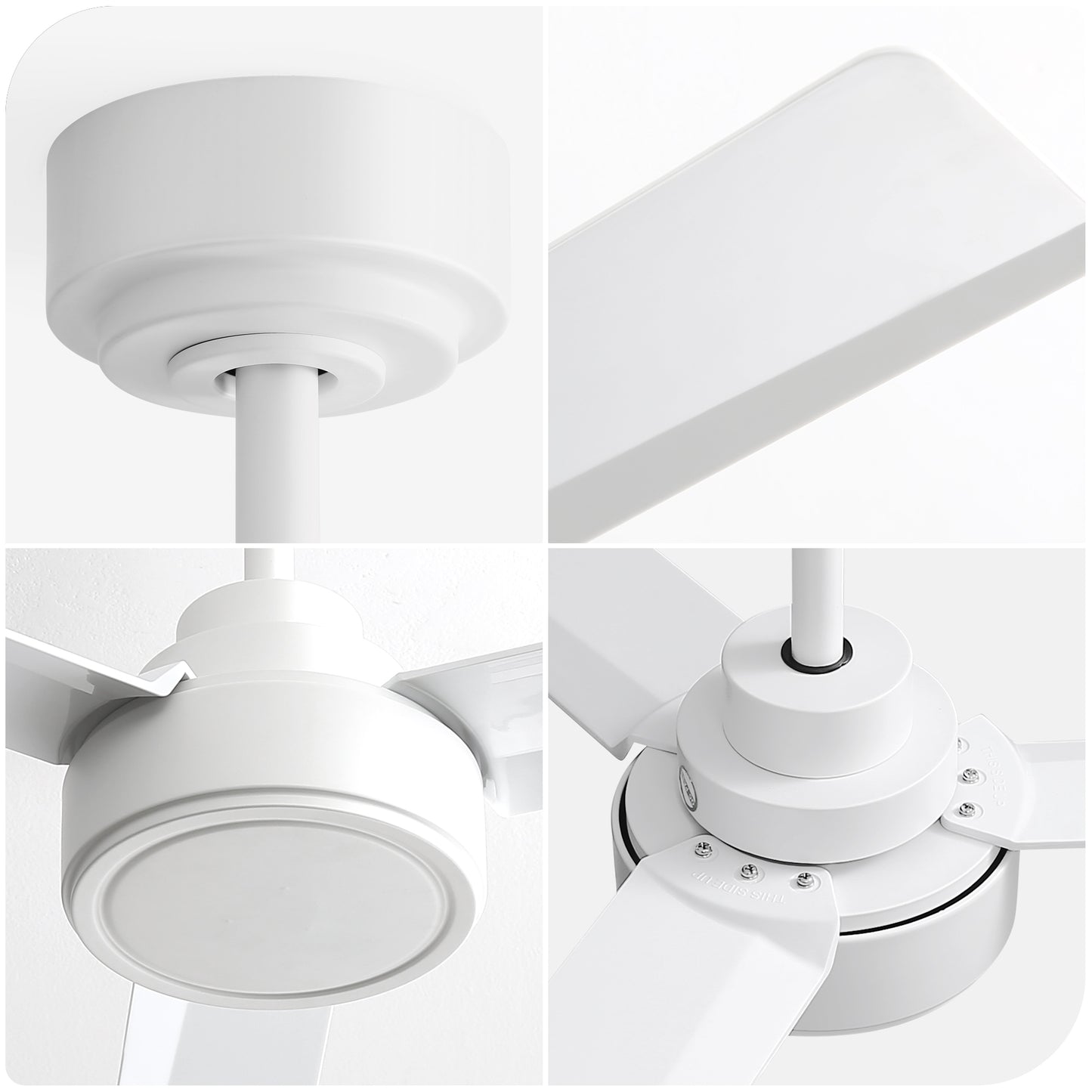 52" White Ceiling Fan with Remote - 6 Speeds, Reversible Blades