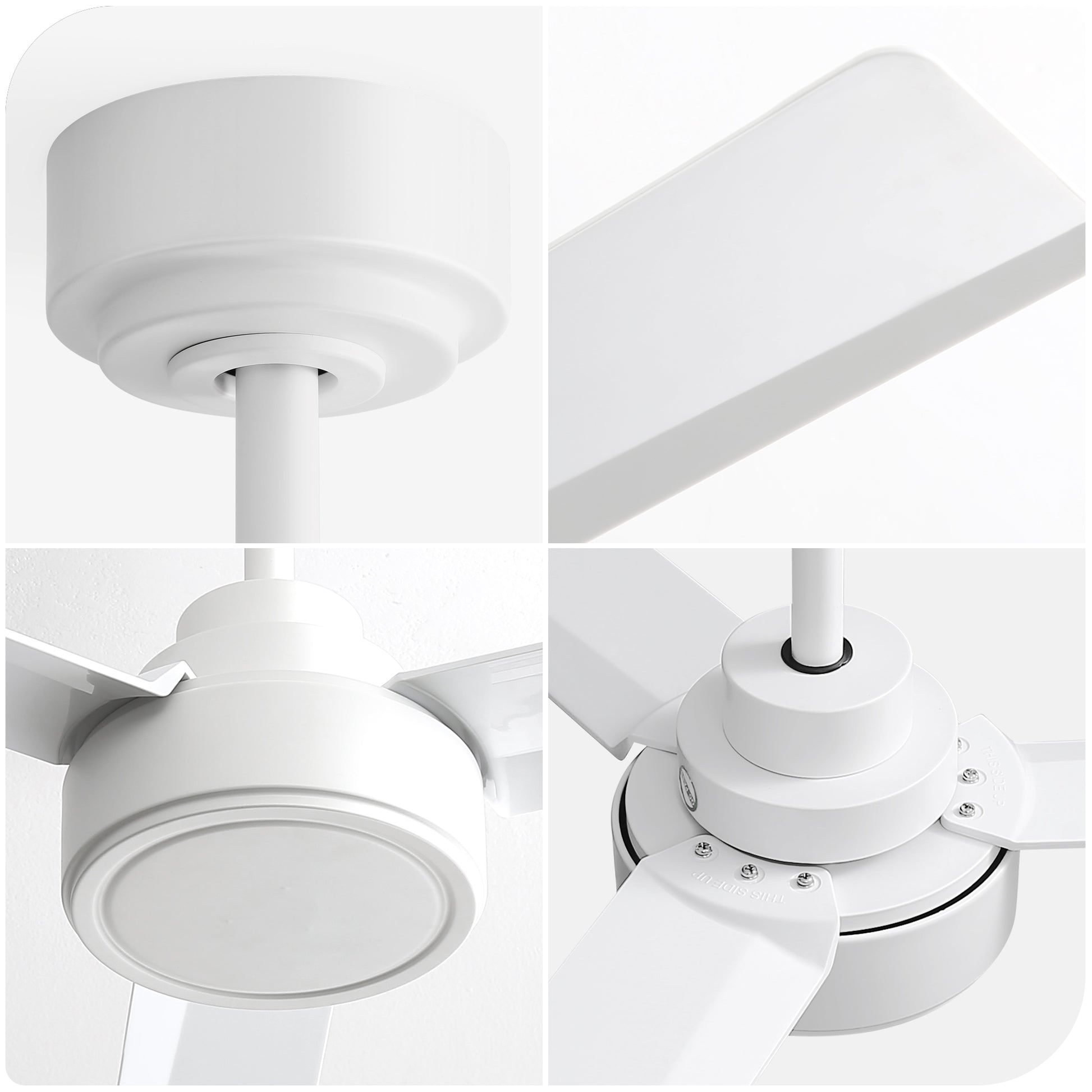 52" White Ceiling Fan with Remote - 6 Speeds, Reversible Blades