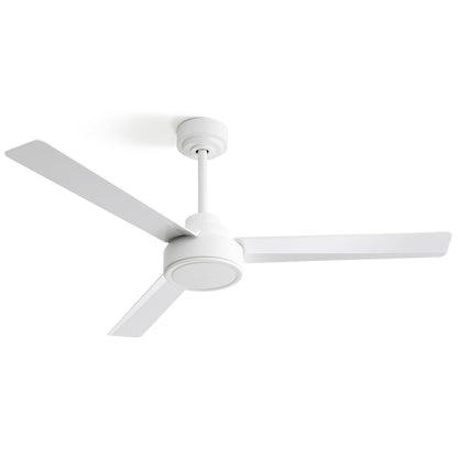 (Same as W882P164177) 52" Ceiling Fan Without Light, 3 ABS Blades with Remote Control 6-speed Reversible DC Motor White for Living Room, Bedroom, Kitchen