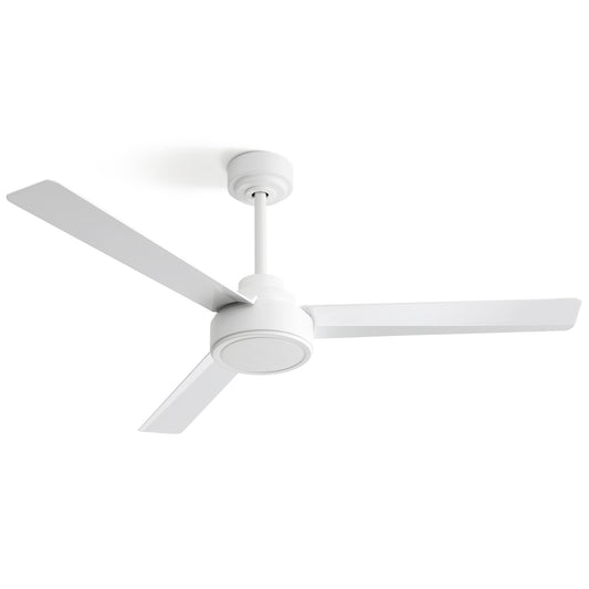(Same as W882P164177) 52" Ceiling Fan Without Light, 3 ABS Blades with Remote Control 6-speed Reversible DC Motor White for Living Room, Bedroom, Kitchen