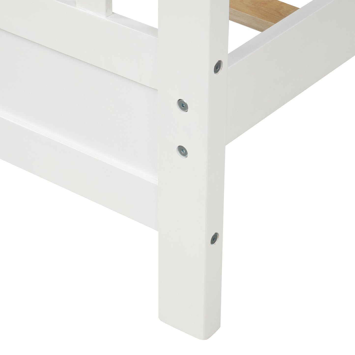 Twin Pine Platform Bed with White Headboard for Bedroom