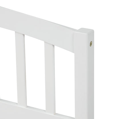 Twin Size Wood Platform Bed with Drawers & Headboard - White