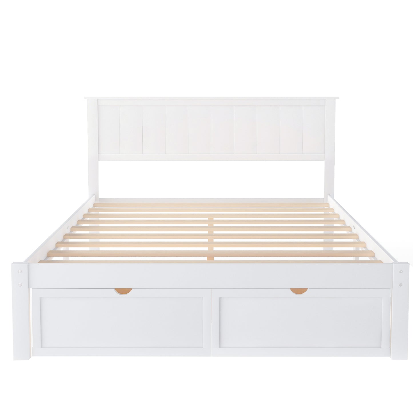 Full Size White Platform Bed with Storage