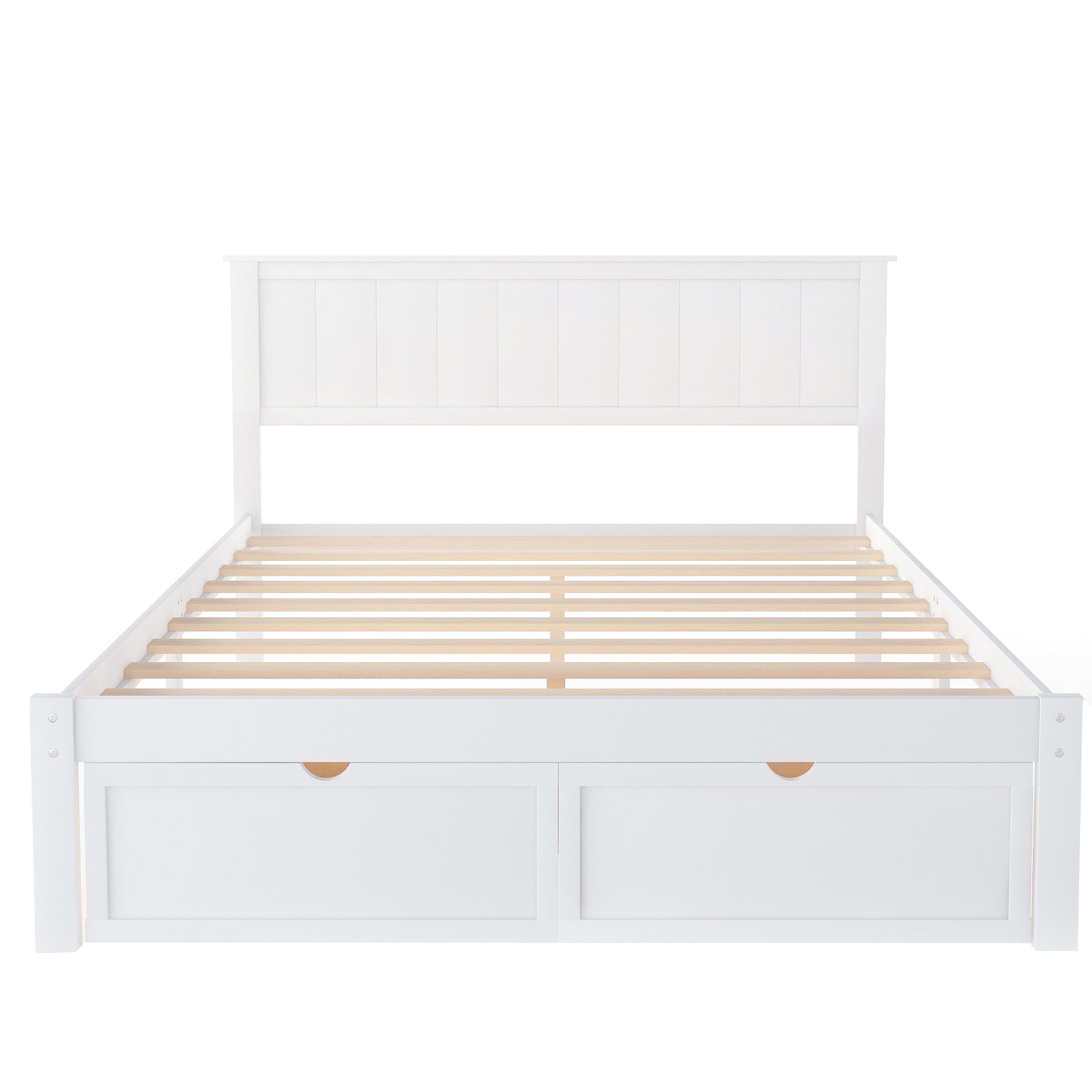 Full Size White Platform Bed with Storage