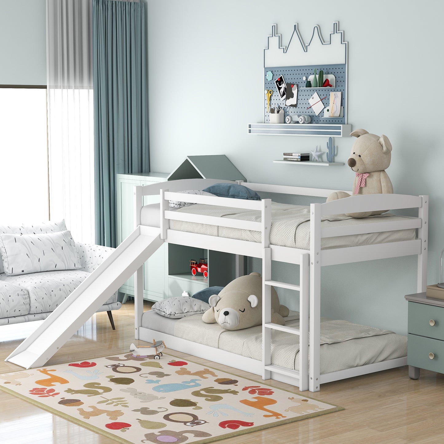 Twin Over Twin Bunk Bed - White Pine Frame