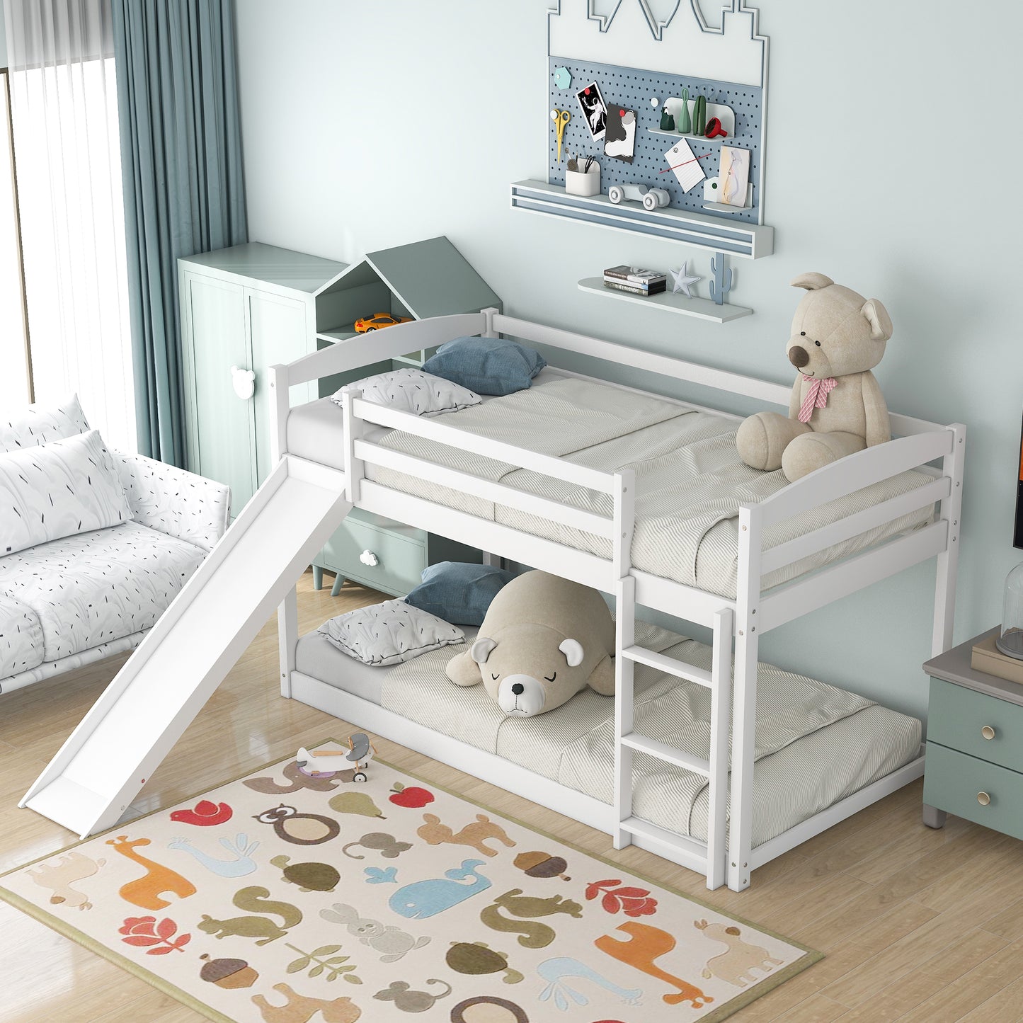 Twin Over Twin Bunk Bed - White Pine Frame