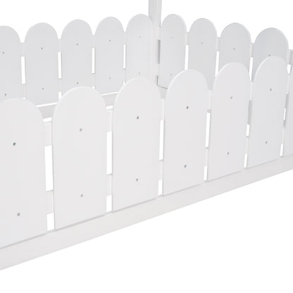 Twin Size Wood Bed House Bed Frame - White