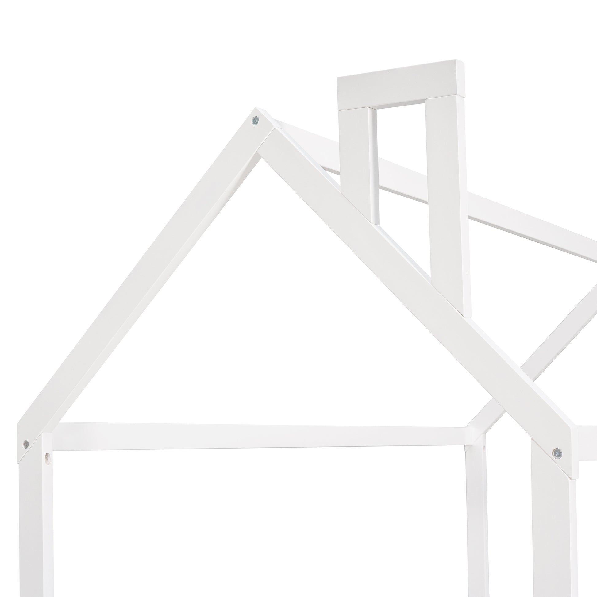 Twin Size Wood Bed House Bed Frame - White