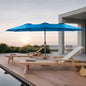 14.8-Foot Dark Blue Double-Sided Rectangular Outdoor Patio Umbrella with Crank, No Base