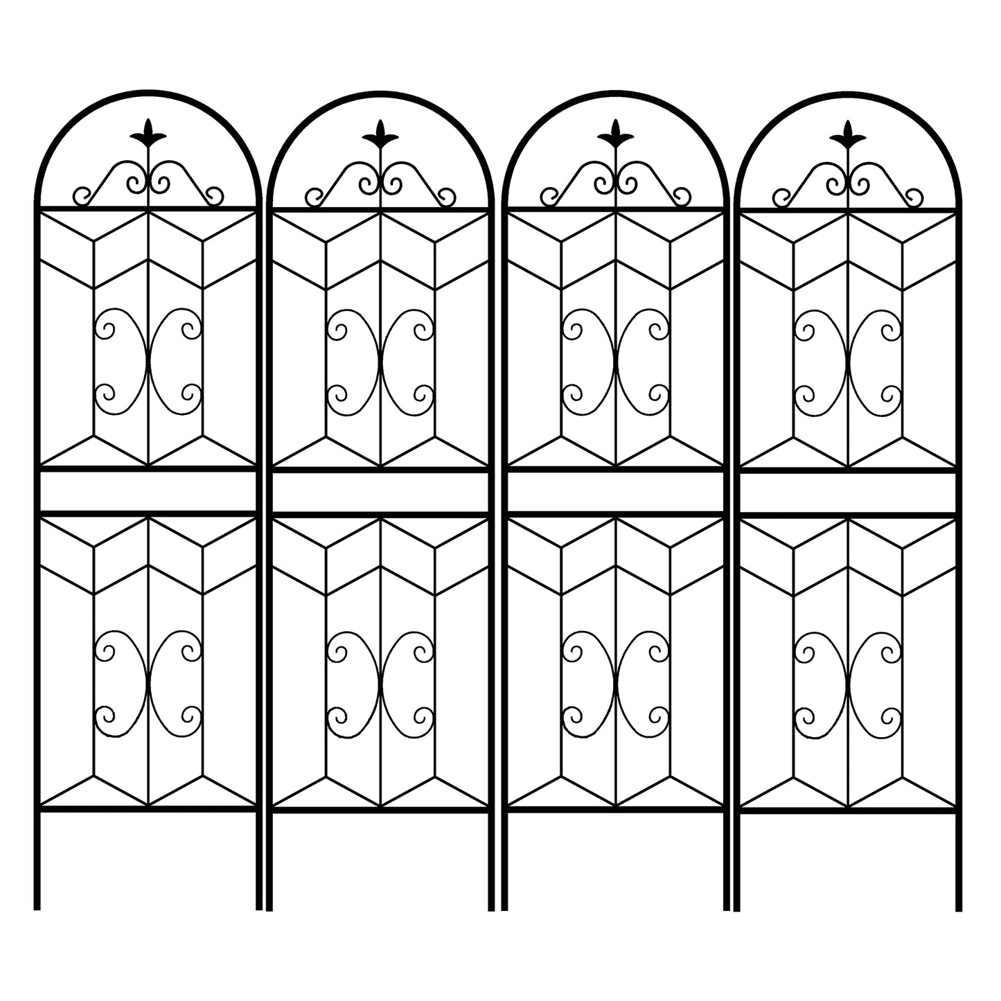 4-Pack 71-Inch Black Metal Garden Trellis Panels for Outdoor Climbing Plants
