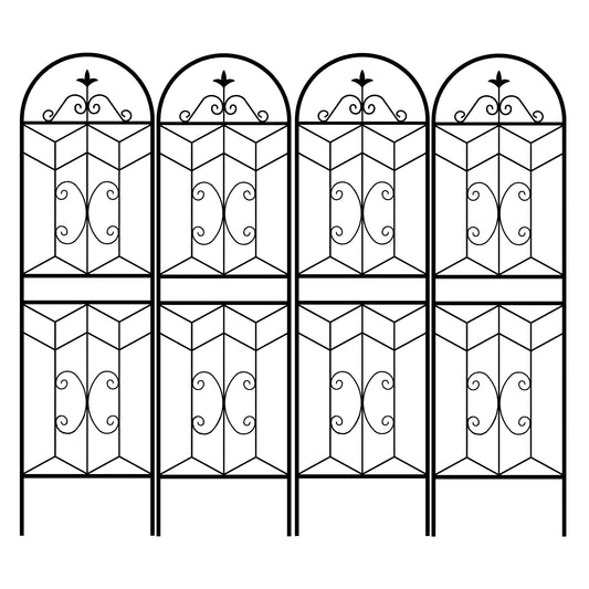 4-Pack 71-Inch Black Metal Garden Trellis Panels for Outdoor Climbing Plants