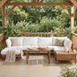 8-Piece Acacia Wood Modular Outdoor Sectional Sofa Set with Storage Table and Beige Cushions