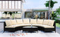 Beige Rattan Patio Sofa Set - 5 Piece Outdoor Sectional