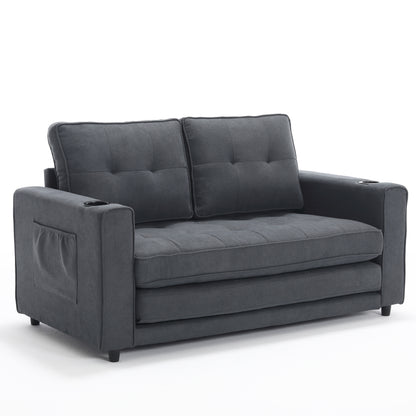 Dark Gray 3-in-1 Futon Sofa Bed with Side Pockets - image 10