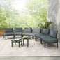8-Piece Gray Half-Moon Outdoor Wicker Sectional Sofa Set with Two Coffee Tables