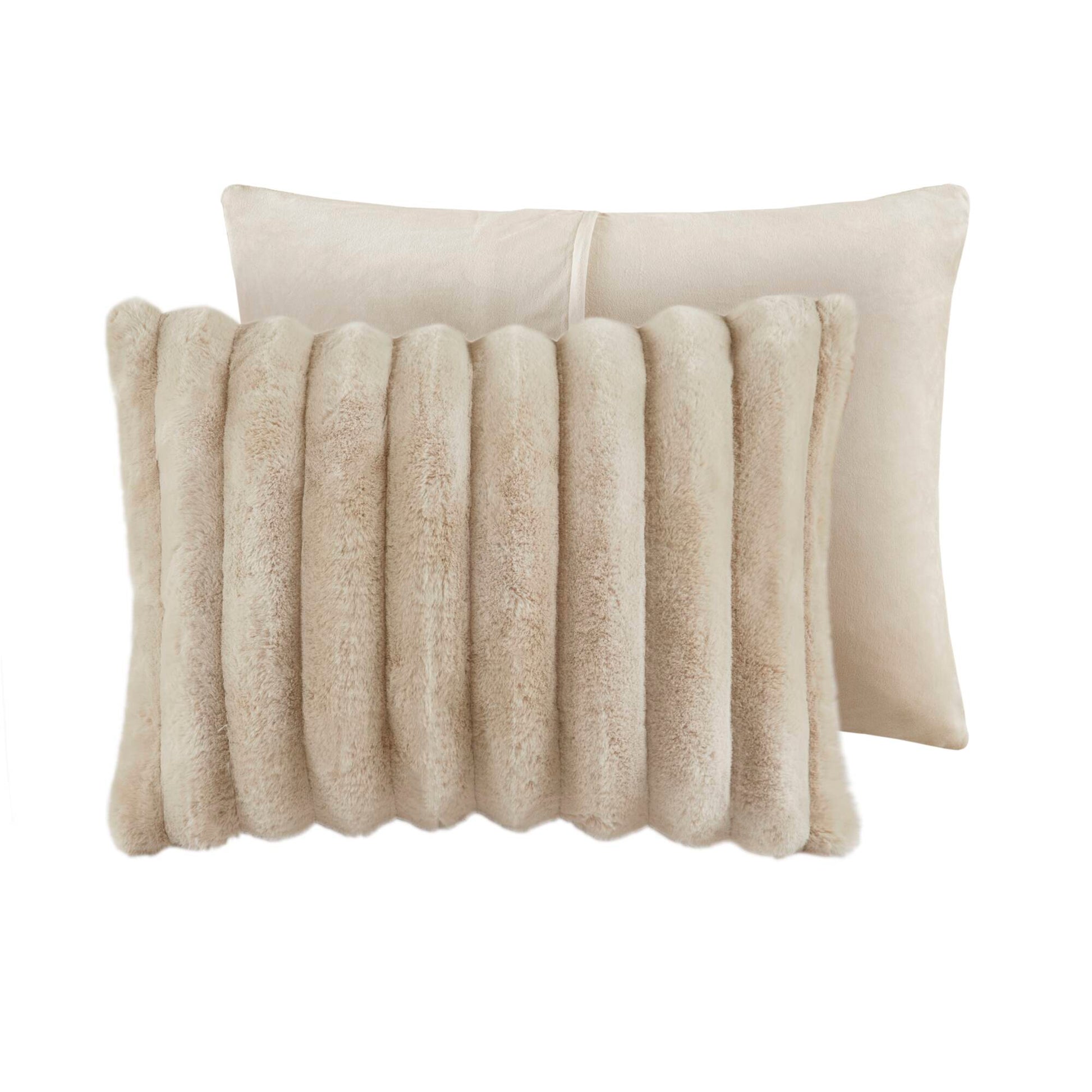 Taupe Faux Fur King Comforter Set with 2 Shams - image 2
