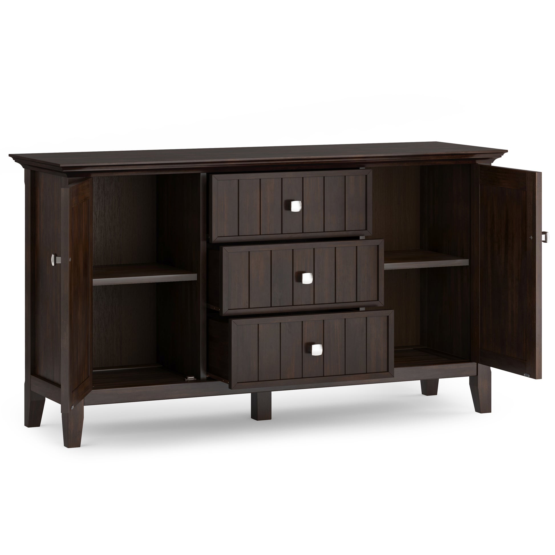 Bedford 54 inch Wide Solid Wood Sideboard Buffet in Dark Tobacco Brown
